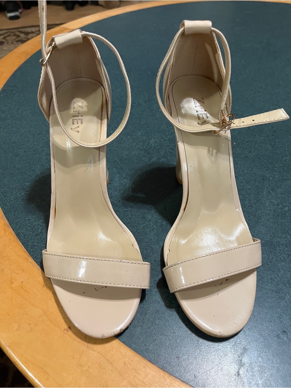 ZriEy Women’s Ankle-Strap Heeled Sandals in Cream 5.5